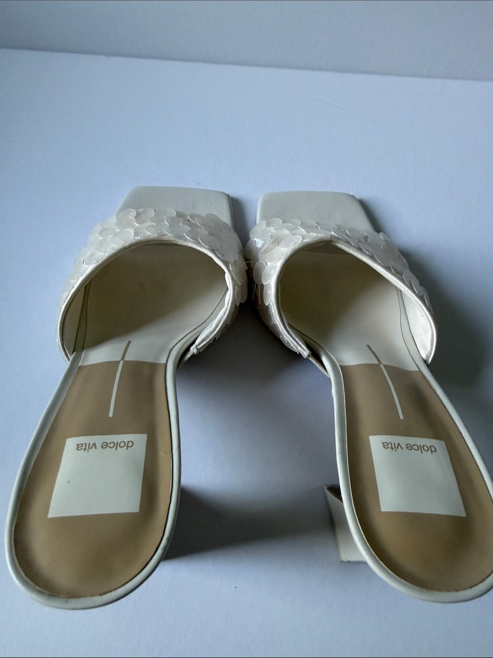 Dolce Vita Women's Ivory shell Slide Sandals bridal wedding shoes size 8 - Picture 7 of 9